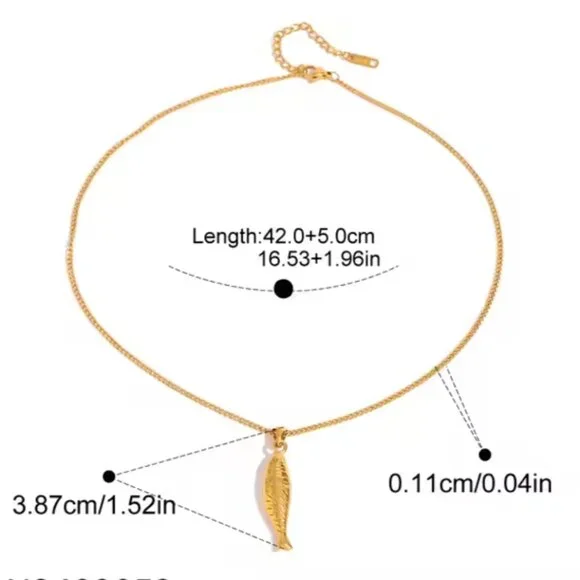 Waterproof Gold Sardine Necklace Coastal Fish Pendant for Summer Outfits PRETTY - Picture 12 of 12
